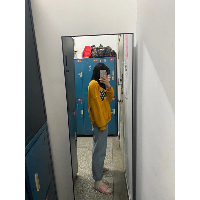 Quầnn jeans cạp cao ống rộng