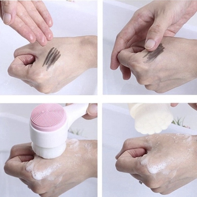 Bàn chải rửa mặt cầm tay làm sạch sâu chất liệu silicon