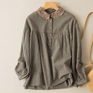 Áo sơ mi Linen kẻ form rộng