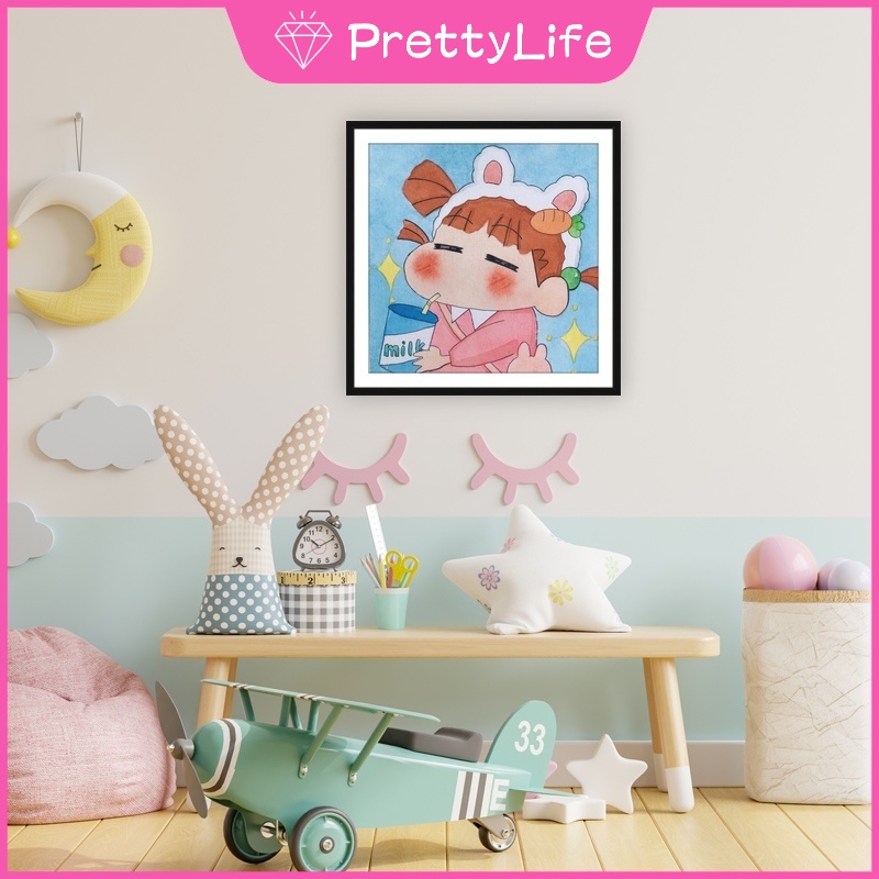 Bộ Tranh Đính Đá 5D Hạt Acrylic Tự Làm 30x30cm Hình Cậu Bé Bút Chì Shin-Chan Trang Trí Tường