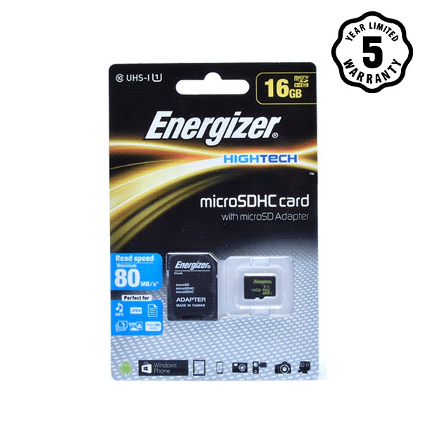Thẻ nhớ Micro SDHC 16GB Energizer HT C10 U1 80Mb/s - FMDABH016A