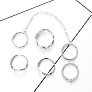 Bộ 6 nhẫn đốt tay mạ bạc đính đá pha lê