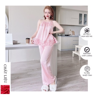 Đồ mặcnhà cao cấp,sét yếm lụa quần dài chất lụa lantin mềm mát