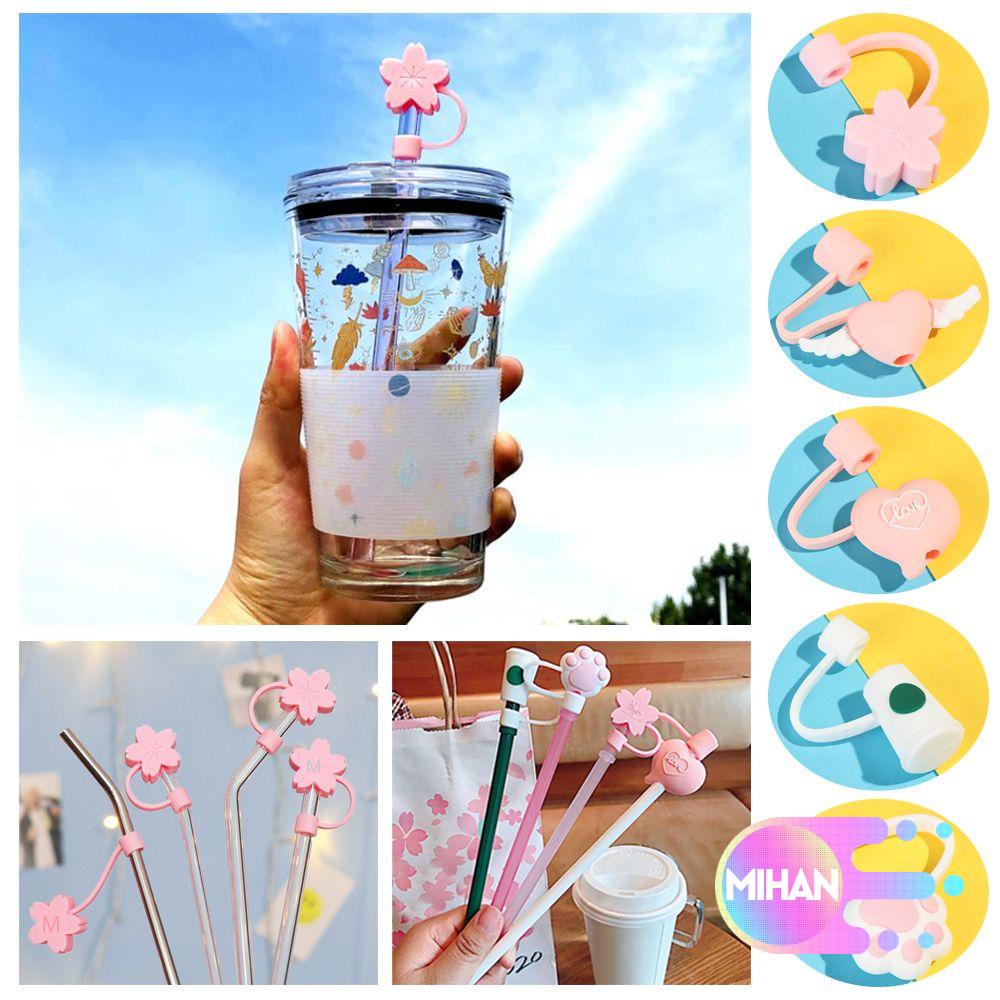 Nắp đậy ống hút chống bụi bằng silicon hình hoa hoạt hình dễ thương có thể tái sử dụng