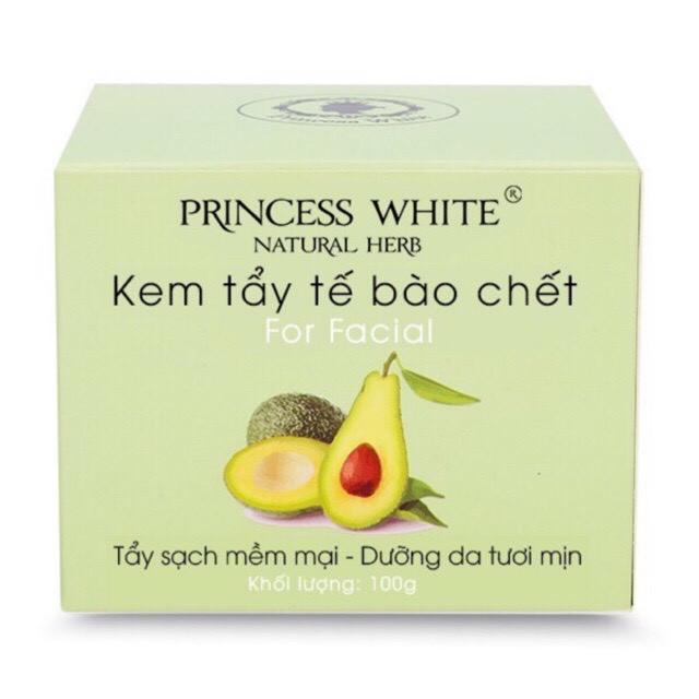 <HÀNG CHÍNH HÃNG _GIÁ RẺ NHẤT>    KEM TẨY TẾ BÀO CHẾT DA MẶT TRÁI BƠ PRINCESS WHITE