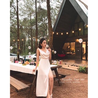 MAXI PHI CỔ ĐỔ KHOE LƯNG (T87UC)