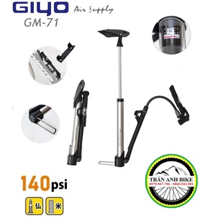 Bơm mini xe đạp Giyo GM-71 140psi có đồng hồ đo áp suất
