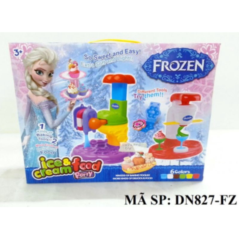 HỘP ĐẤT SÉT LÀM KEM CREAM + 6 HŨ + 2 MÁY LÀM KEM CÔNG CHÚA FROZEN