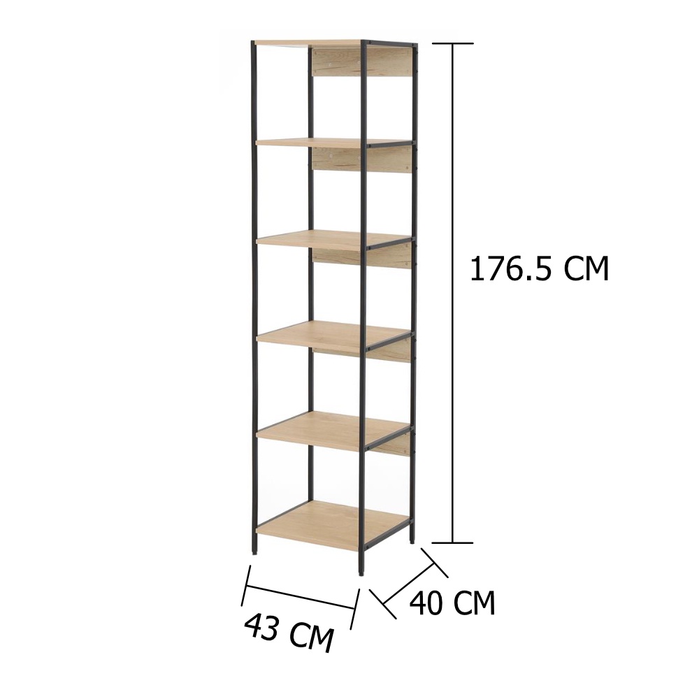 HomeBase FURDINI Kệ 5 tầng kết cấu thép kết hợp MDF thiết kế hiện đại FILO Thái Lan W43xH176,5D40cm màu tự nhiên
