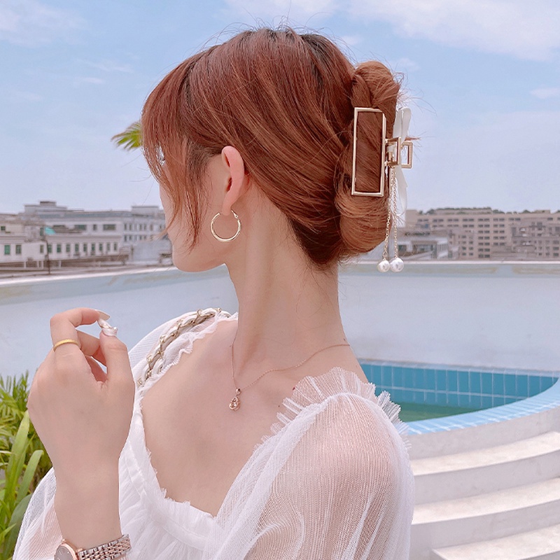 Kẹp Tóc Kim Loại Lớn Phối Tua Rua Thời Trang Hàn Quốc