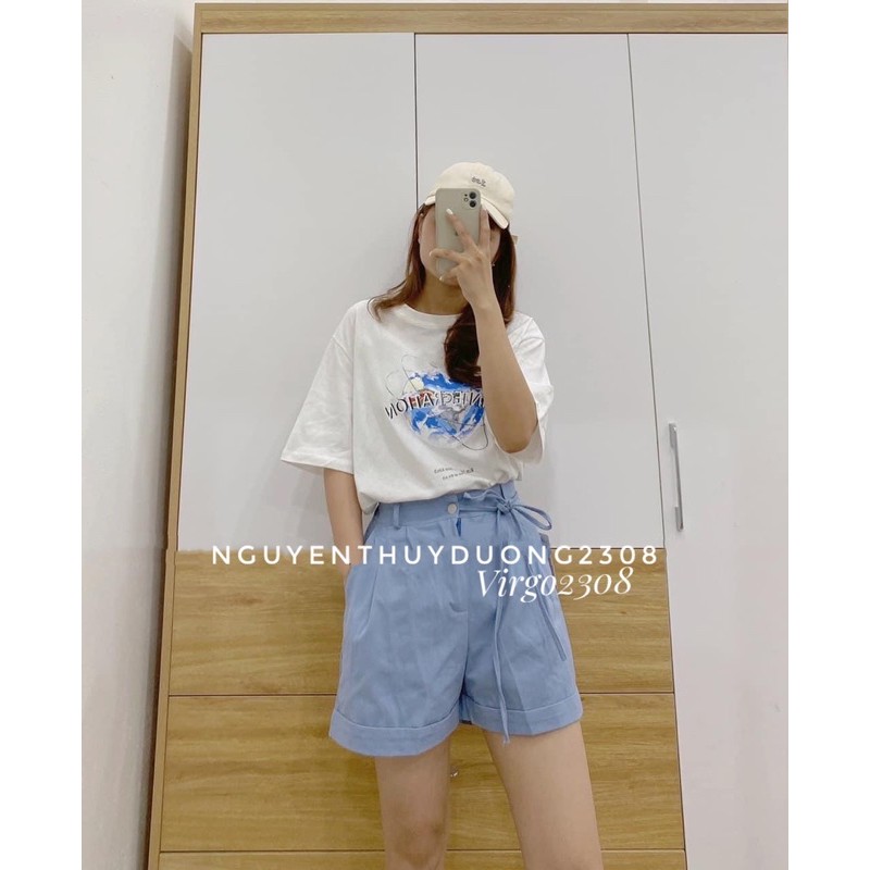 [Ảnh thật/Sẵn]Quần sooc thô thắt nơ eo Quảng Châu 8895