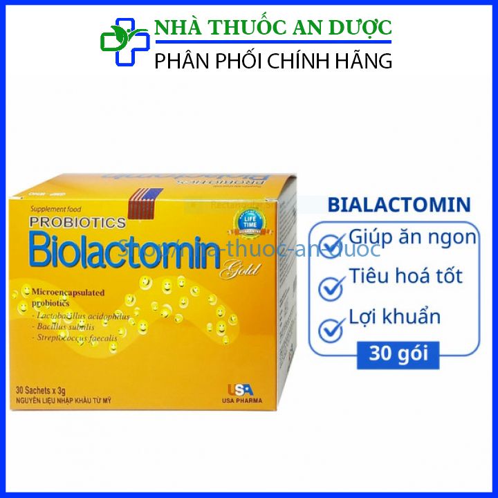 Men tiêu hóa vi sinh đường ruột Biolactomin Gold hỗ trợ rối loạn tiêu hóa, giúp ăn ngon, tiêu hóa tốt-hộp 30 gói