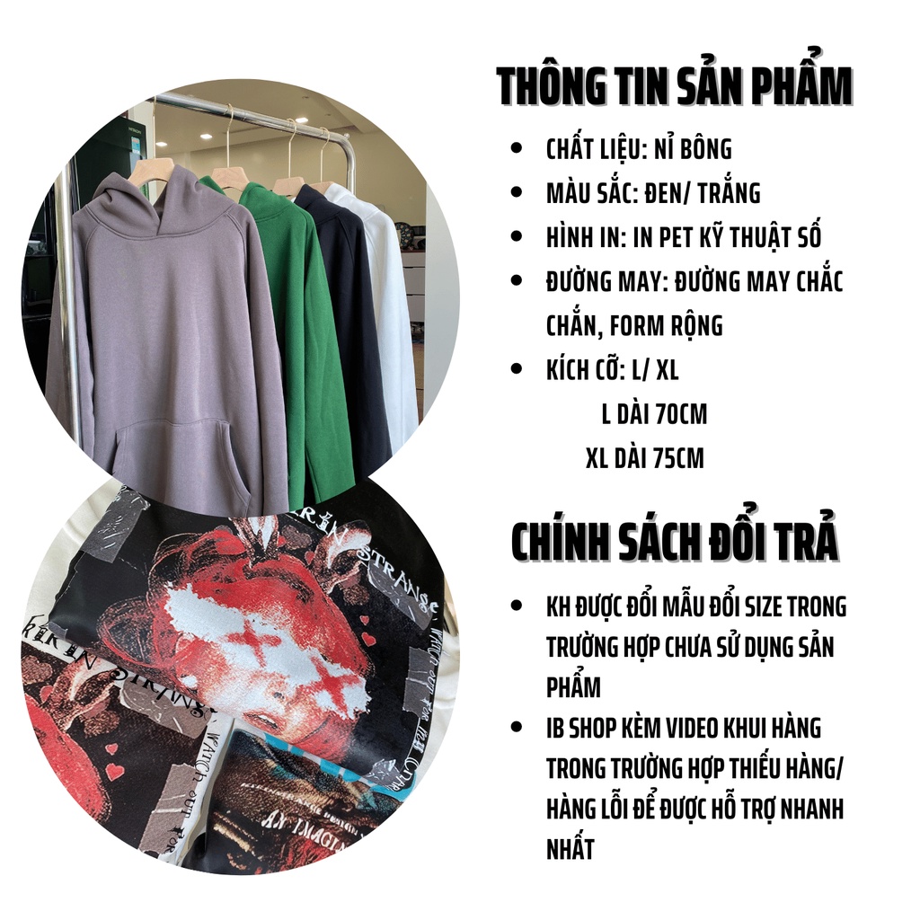 Áo Hoodie Nữ Nỉ Ngoại Form Rộng Nam Nữ Unisex Dáng Oversize Hình In KATIES