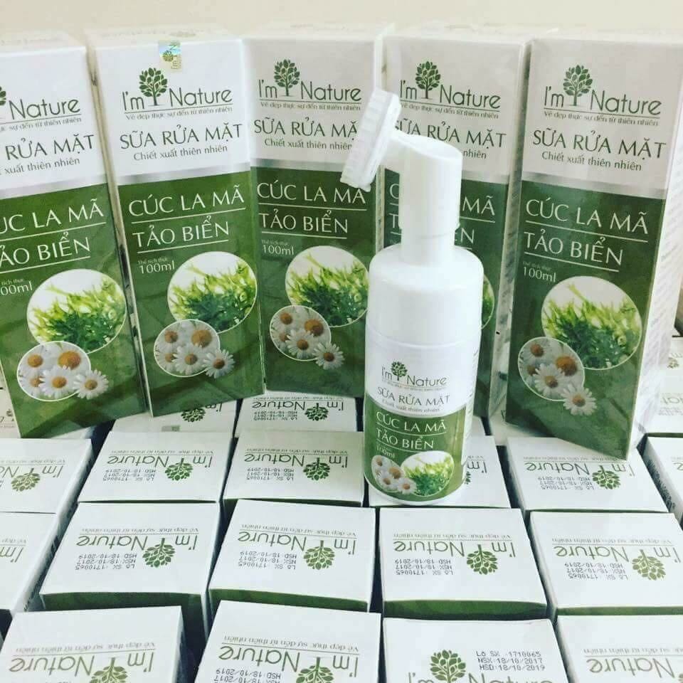 (+ Quà) Sữa Rửa Mặt I'M NATURE Cúc La Mã Tảo Biển - Đầu Cọ Silicon Ngừa Mụn Sáng Da Kiềm Dầu 100ml | BigBuy360 - bigbuy360.vn