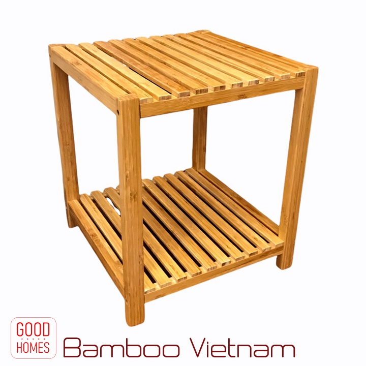 [100% BAMBOO] Kệ gỗ tre đa năng 2 tầng 100% tre tự nhiên – Giá để đồ gỗ tre cao cấp [CATANIA-02]