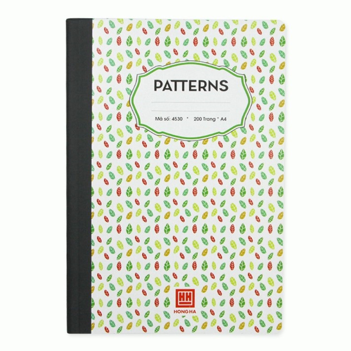 Sổ kẻ ngang A4 200 trang / 300 trang Patterns Hồng Hà 4530 / 4532 - Sổ bìa bồi may dán gáy