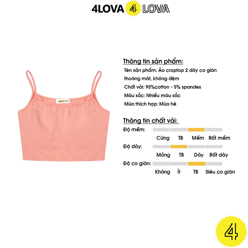 Áo croptop hai dây dáng ôm 4LOVA vải cotton mịn co giãn thoáng mát (không đệm)