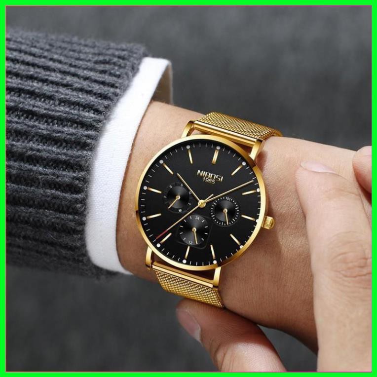 [SIÊU GIẢM GIÁ] ĐỒNG HỒ NAM DÂY LƯỚI HIỆU NIBOSI CHÍNH HÃNG FULL BOX CHẠY ĐỦ 6 KIM LỊCH NGÀY VÀ THỨ