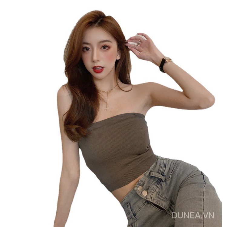 DUNEA Áo hai dây dáng ngắn có đệm ngực thiết kế mới thời trang dành cho nữ