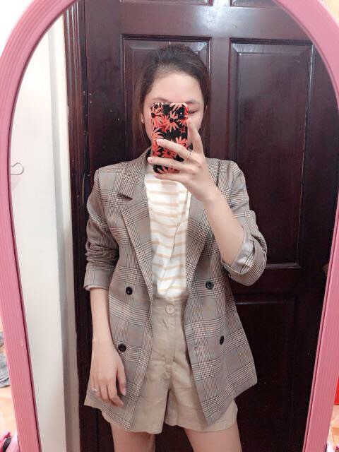 Ảnh THẬT Áo Blazer caro hàng Order cực đẹp có size