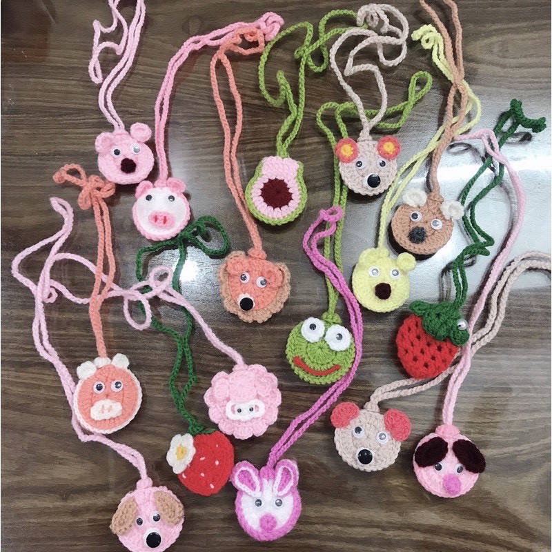 Túi đựng tỏi handmade bằng len đan nhiều hình đáng yêu cho bé sơ sinh Bunakids PK44
