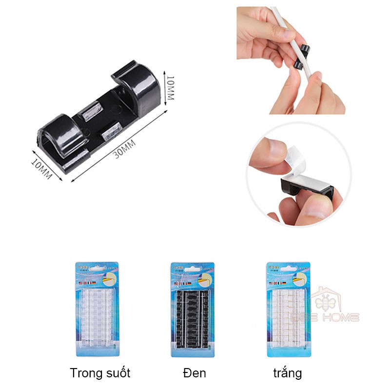 Bộ 20 miếng dán tường đi dây điện - kẹp cố định nút giữ dây điện - Beehome- Nẹp dây điện , dây cáp loại lớn