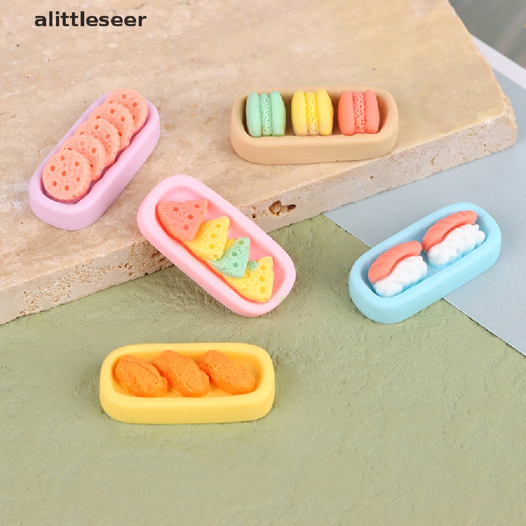 Bộ 6 Khay Đựng Bánh Mì / Sushi / Bánh Macaroon Tỉ Lệ 1: 12 Dùng Trang Trí Nhà Búp Bê