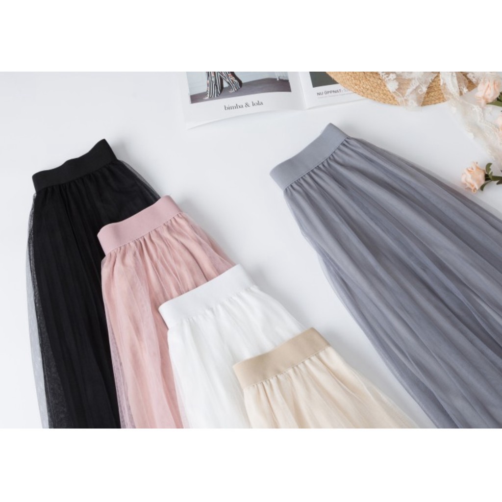 Chân Váy Lưới xếp ly xòe dài TuTu 3 Lớp  - Chân Váy Công Chúa màn tuyn dập ly xòe dài babydoll