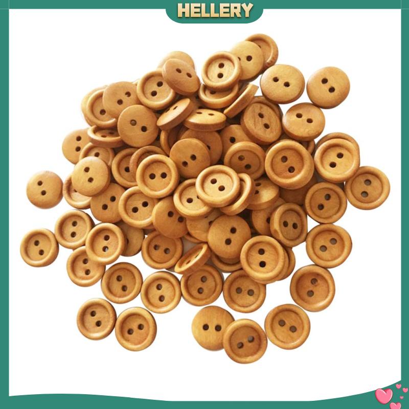 Set 100 Nút Gỗ 2 Lỗ 13mm Màu Nâu Nhạt Phong Cách Vintage Dành Cho May Vá