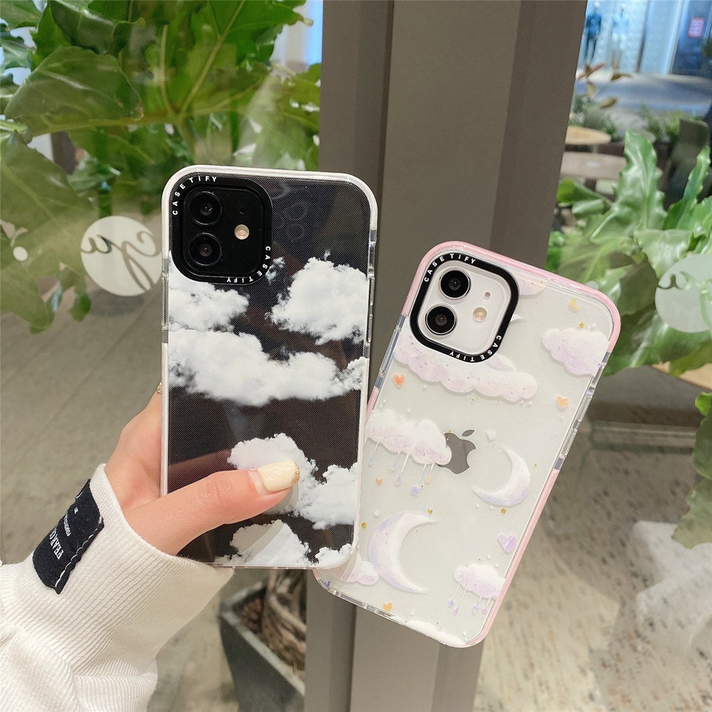 [Original Casetify] Ốp Lưng Silicone In Hình Đám Mây Đơn Giản Cho Apple Iphone 7 8 Plus 7 + 8 + X Xs Xr 11 11pro 12 Mini 12mini Pro Max Xsmax Se 2020