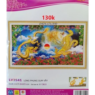 Tranh thêu chữ thập Long Phụng Sum Vầy LV3541-84x51cm