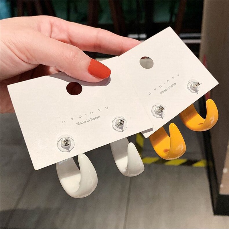 Khuyên Tai Dạng Vòng Bằng Nhựa Acrylic Phong Cách Thời Trang Dành Cho Nữ