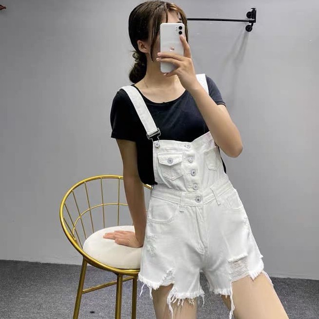 (QUÀ TẶNG LÀ SỮA TẮM) yếm quần short nữ  rách gấu, dáng ôm, , cá tính,bền đẹp, yếm kaki, ulzzang,XUONGMAYHANOI.2