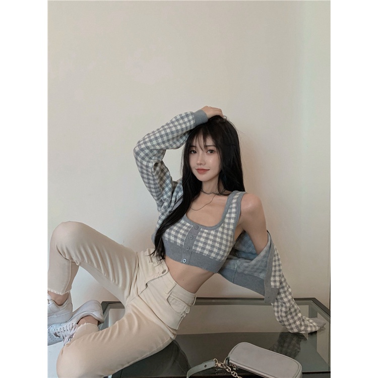 Áo Khoác Cardigan Dệt Kim Tay Dài Dáng Ngắn Họa Tiết Kẻ Sọc Phong Cách Retro Thời Trang Mới 2021 Dành Cho Bạn Gái | BigBuy360 - bigbuy360.vn