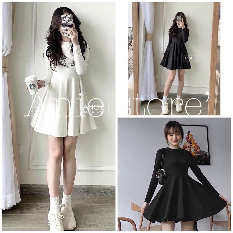 Đầm Umi Nữ Dáng Xòe 🦋FREESHIP🦋 Váy Trơn Nữ Dài Tay Dáng Lỡ 2 Màu ✨✨🔥ut