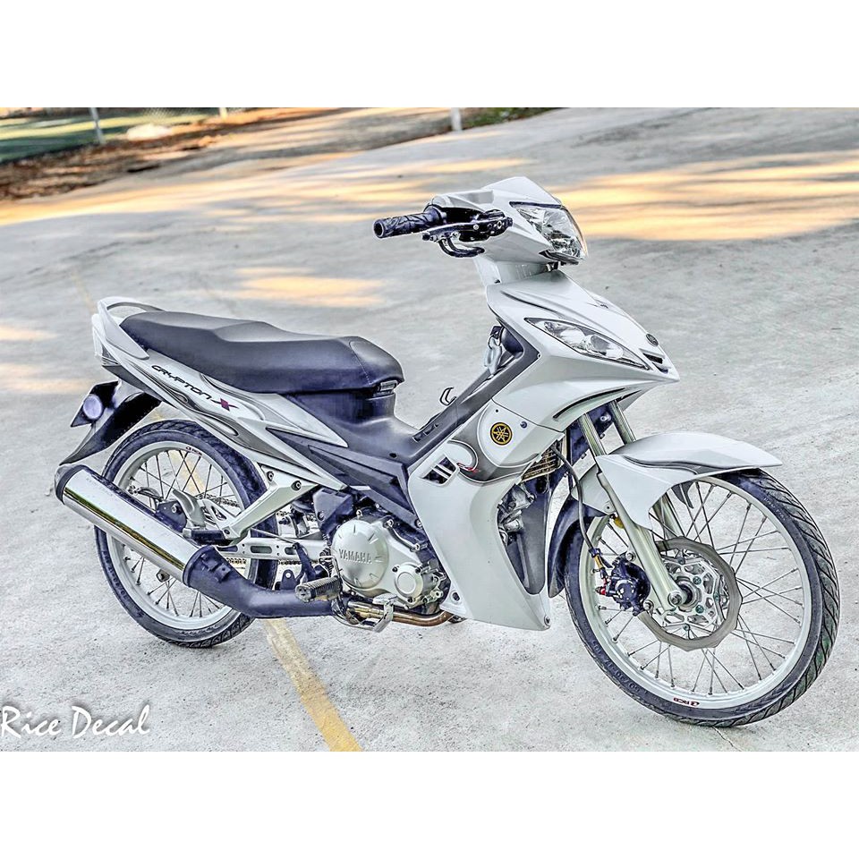 Tem rời Exciter nhỏ in trong dán xe bạc/trắng 1