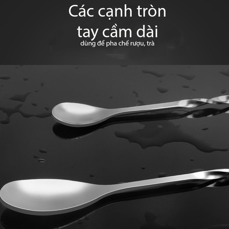 Thìa bar pha chế inox, thìa khuấy 2 đầu pha chế - LOKING