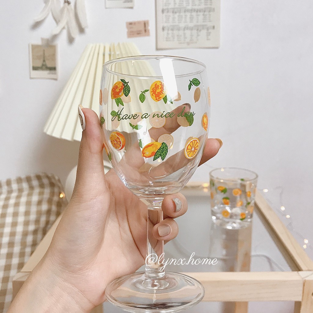 Cốc/tách uống nước Lynx Home họa tiết hoa cúc, hoa tulip, quả cam xinh xắn phong cách Hàn Quốc