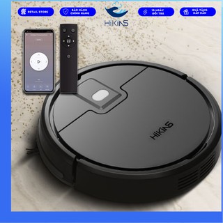 Robot hút bụi máy hút bụi thông minh Hikins App tiếng Việt điều khiển từ xa tự về sạc