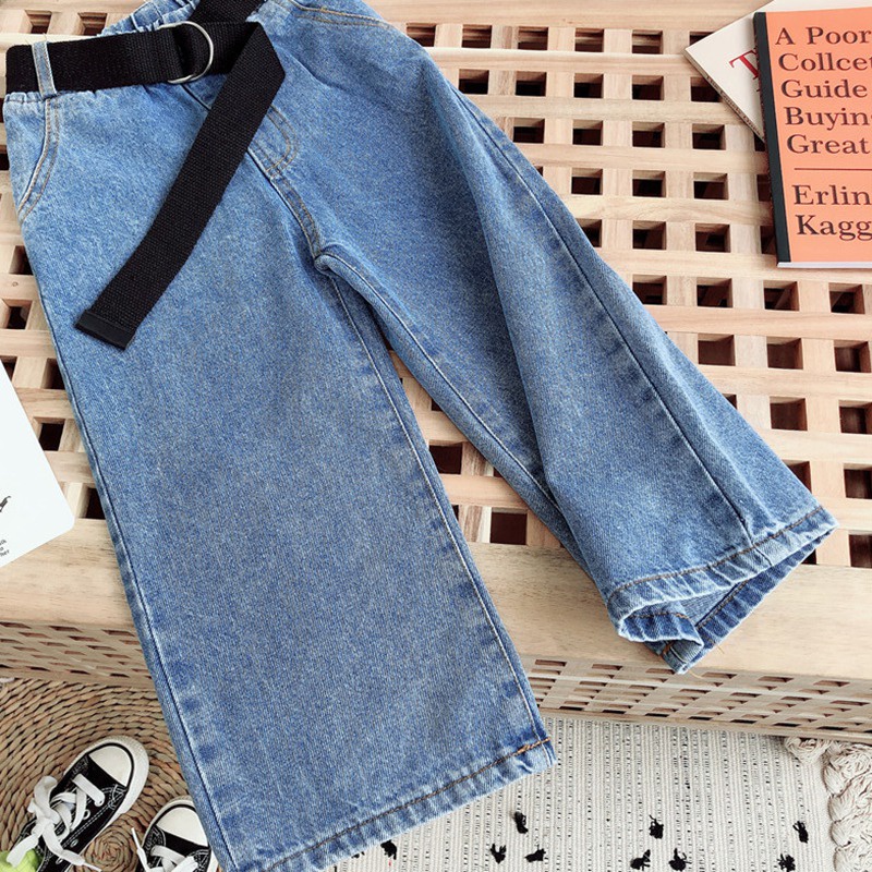 Quần jean dài ống rộng phong cách phương Tây cá tính cho bé gái