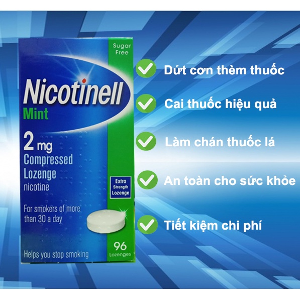 Vỉ lẻ Kẹo ngậm cai thuốc lá Nicotinell 2mg vỉ 12 viên