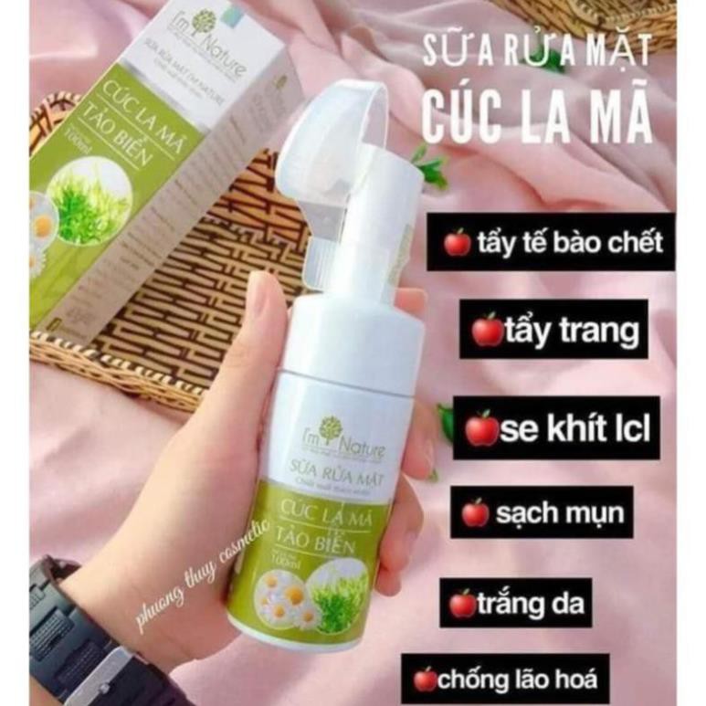 Sữa Rửa Mặt I'M NATURE Cúc La Mã Tảo Biển - kèm Đầu Cọ Silicon