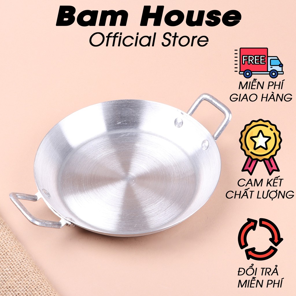 Chảo nhôm đáy bằng Bam House chiên thức ăn đường kính 18cm có tay cầm cao cấp CNB01