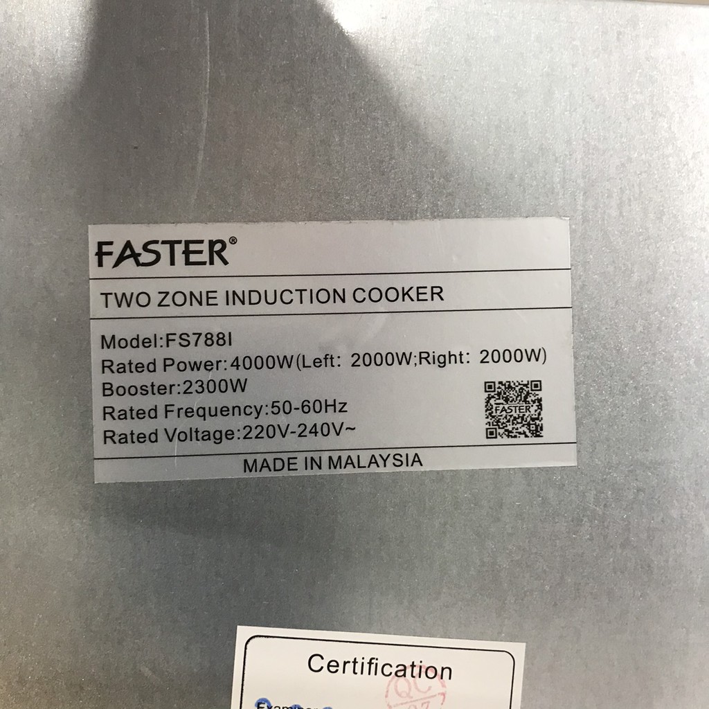 Bếp từ Faster FS 788I công nghệ Inverter nhập Malaysia,BH điện tử 3 năm chính hãng