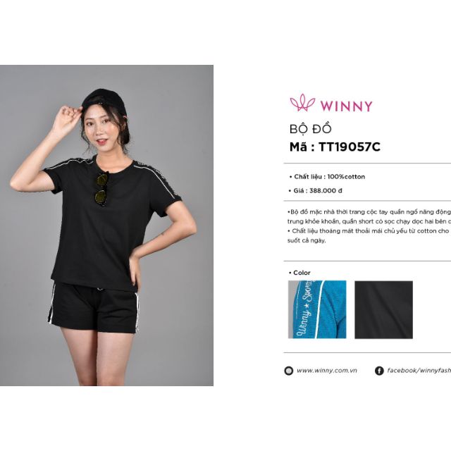 Bộ mặc nhà Winny cotton tay cộc quần short 9057 Giá 388.000đ