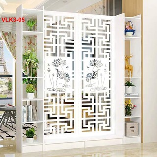 Vách Ngăn Bình Phong Họa Tiết Hiện Đại ( 2 Vách 2 Kệ) VLK3-05- Nội thất lắp ráp Viendong Adv
