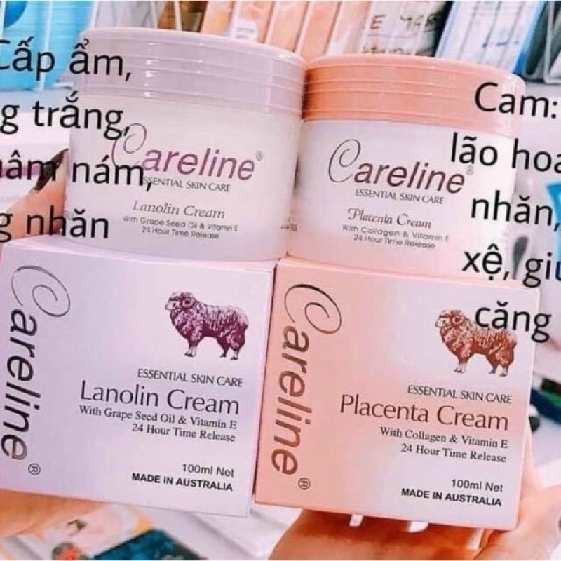 Kem dưỡng ẩm mỡ cừu , nhau thai cừu  Careline Lanolin/Placenta Cream, Úc  cho mọi lứa tuổi