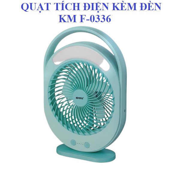 QUẠT SẠC TÍCH ĐIỆN CÓ ĐÈN LED SÁNG KM-F0336 MÀU XANH LỤC BẢO ( giá tốt )