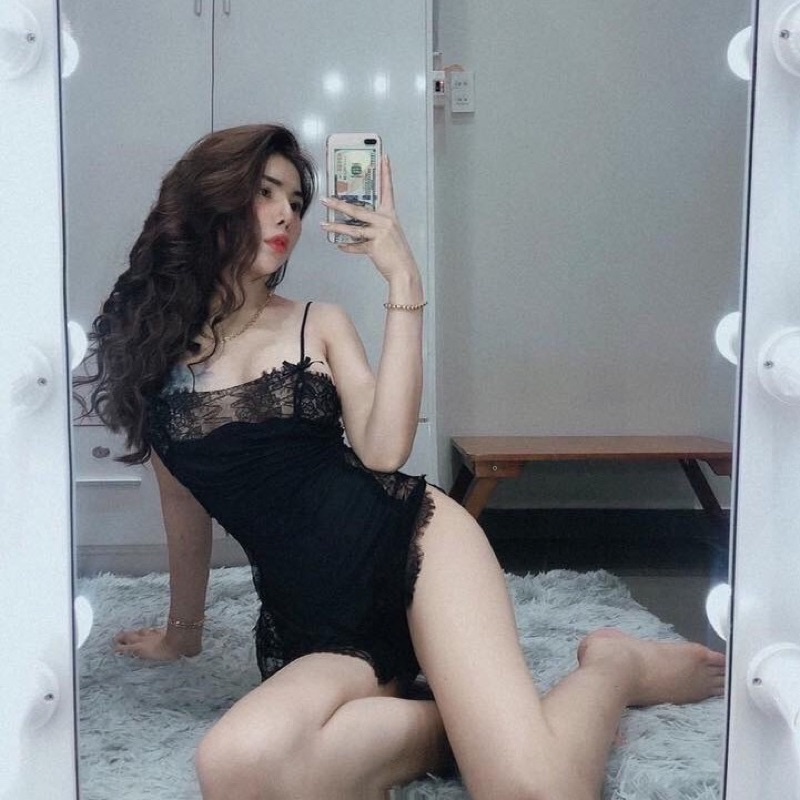 ĐẦM NGỦ THUN LẠNH PHỐI REN ĐEN