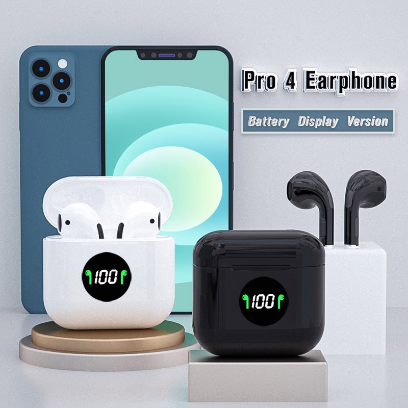 Tai nghe không dây Mini Pro 4 Âm Thanh HiFi Stereo Sống Động Có Đèn LED Và Mic